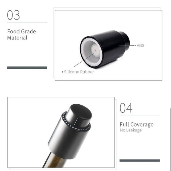 Wine Accessories 4 pc Set - Aerator, Stainless Steel Ice Cubes, 2 Stoppers - Picture 5 of 16